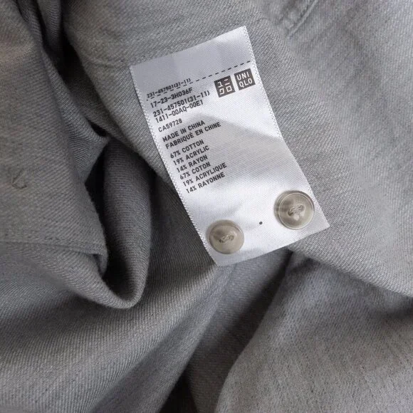 🚨 Uniqlo Soft Brushed Long Sleeve Shirt Gray - Picture 13 of 13